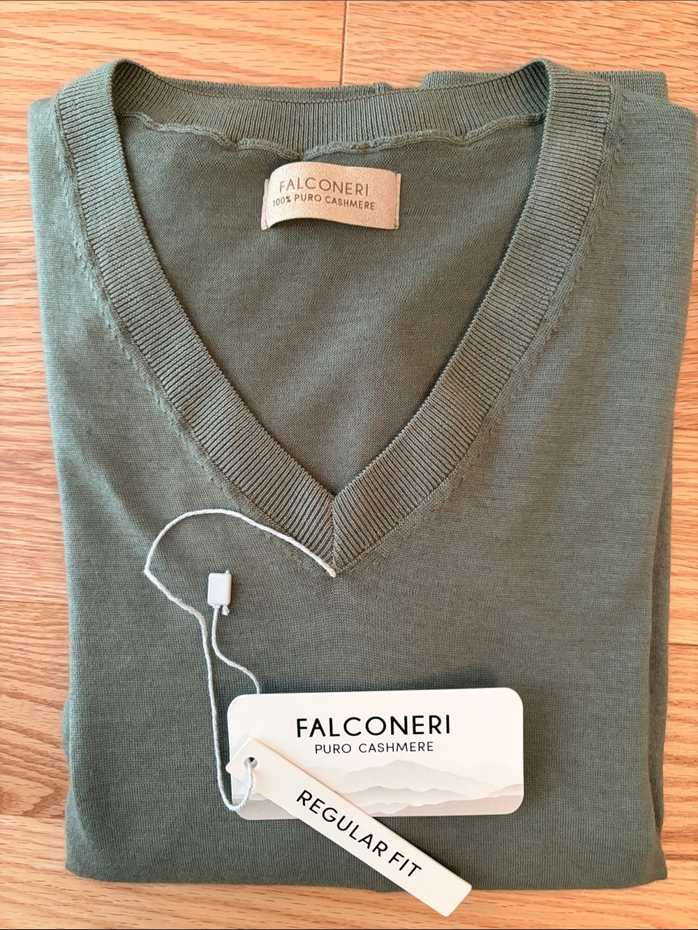 Final Price- No Offers! Falconeri Women’s Cashmere Olive V-Neck Sweater - Small